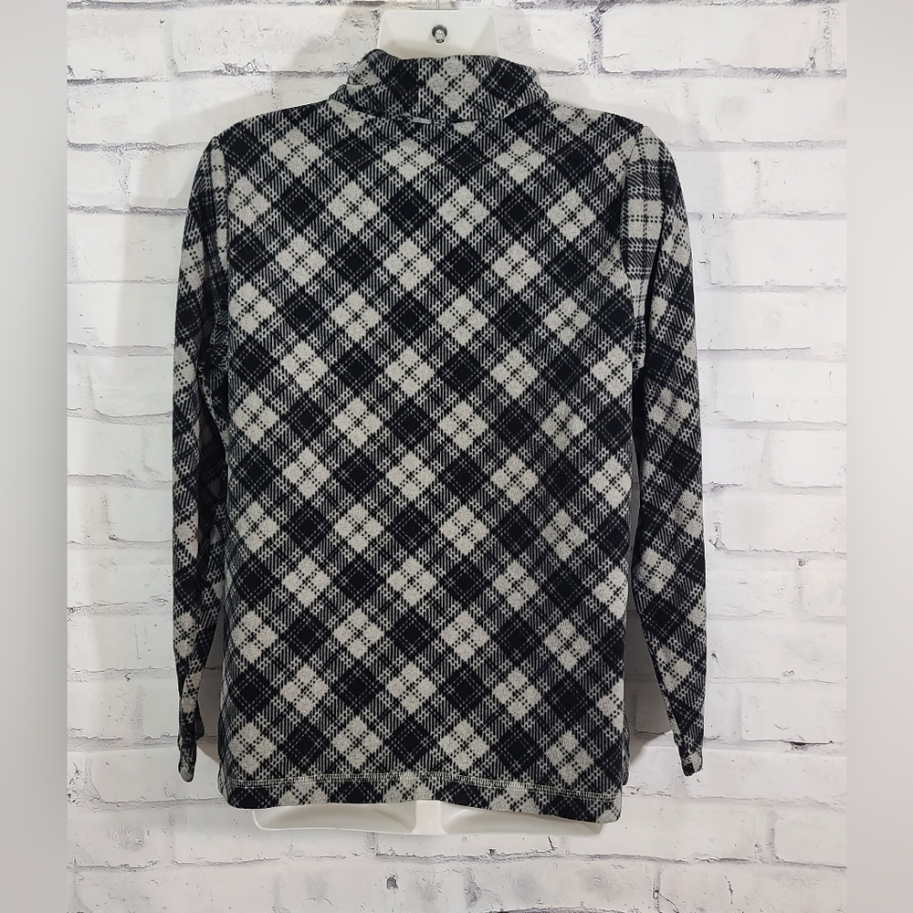 LL Bean Plaid Fleece Turtleneck - Picture 2 of 4